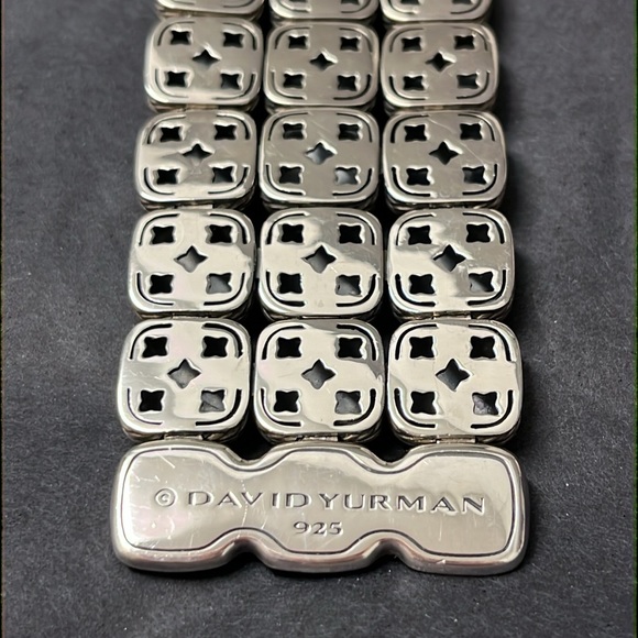 David Yurman 3 row silver diamond Mother of Pearl wide bracelet . - Picture 7 of 10